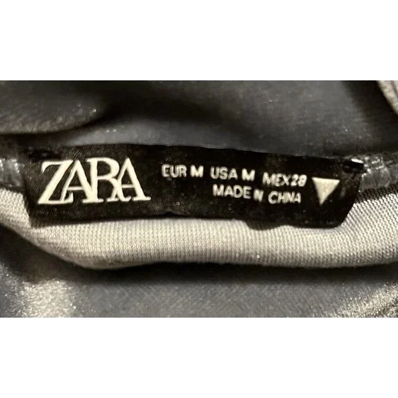 Zara Velour Crop Sweatshirt Womens M Steel Blue Y2K Soft Cozy Girly Feminine - Picture 3 of 4